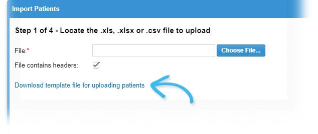 EMTrack downloard patient import template